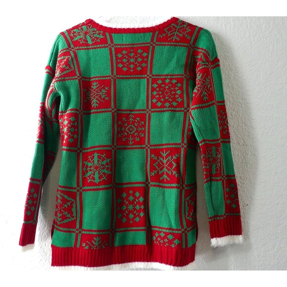 UGLY CHRISTMAS SWEATER PUG DOG JINGLE BELLS 33 DEGREES WOMEN'S PLAID  SIZE S - Picture 2 of 6